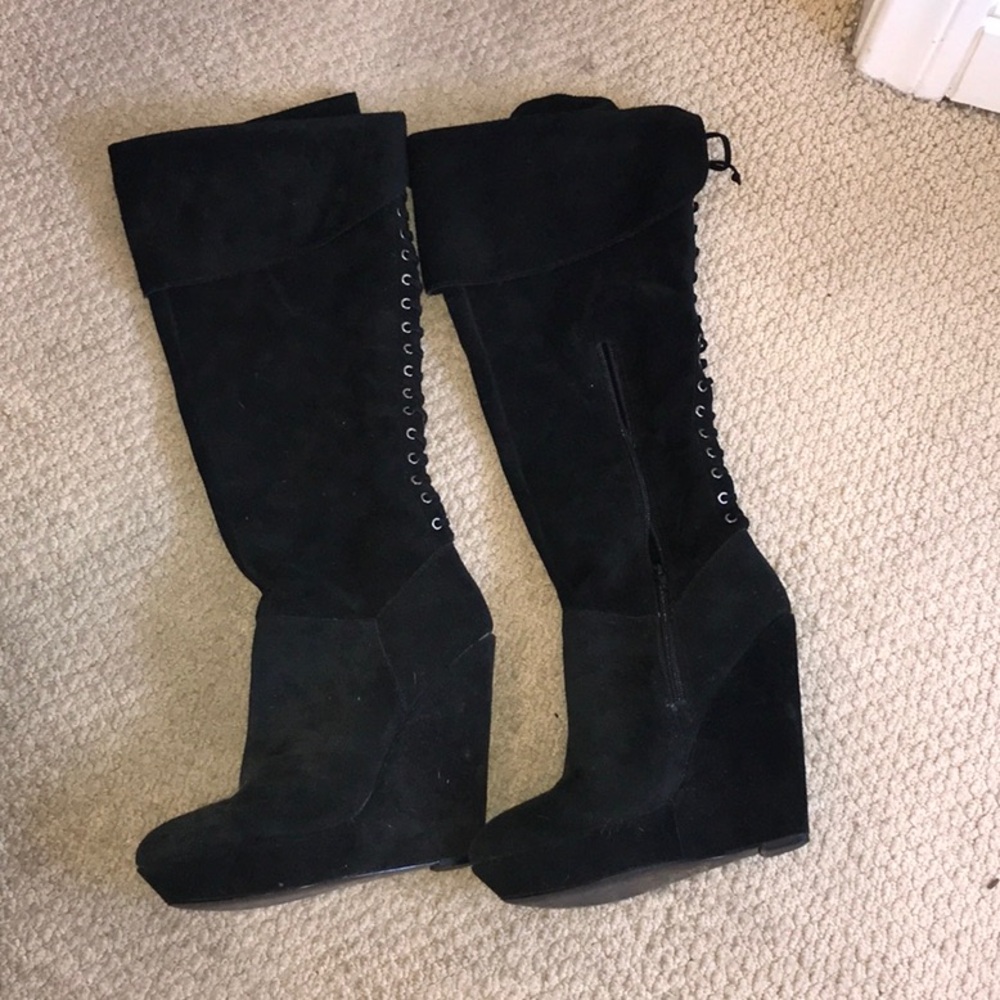 Bakers suede knee high wedge